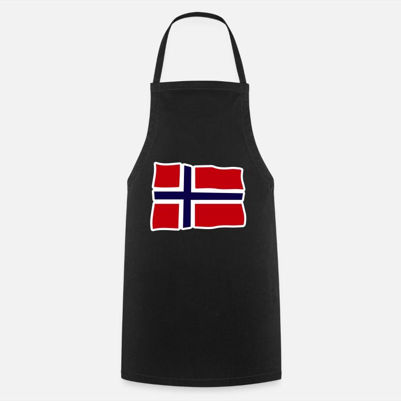 Norway Wavy flag Cross - Cooking Apron - black