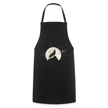 Loup hurlant devant la lune avec des étoiles - Tablier de cuisine - noir - Devant - AI Model Male 185 dark (185cm)