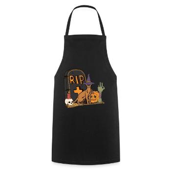 Cute and creepy Abyssinian cat Halloween - Cooking Apron - black - Front - AI Model Male 185 dark (185cm)