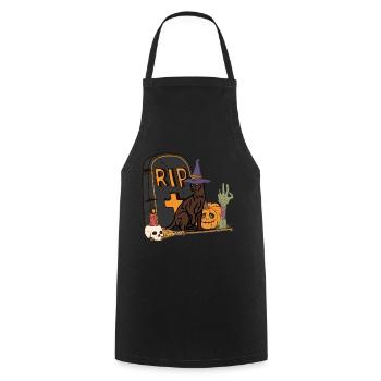Cute and creepy Havana Halloween cat - Cooking Apron - black - Front - AI Model Male 185 dark (185cm)