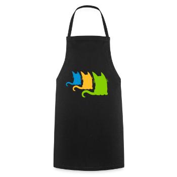 3 petits chats colorés - Tablier de cuisine - noir - Devant - AI Model Male 185 dark (185cm)