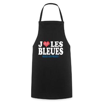 football feminin J aime les bleues football france - Tablier de cuisine - noir - Devant - AI Model Male 185 dark (185cm)