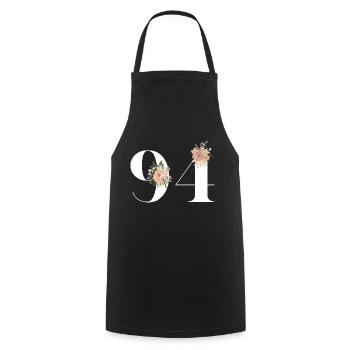 94th Anniversary Flowers (Gift of 94 years) - Cooking Apron - black - Front - AI Model Male 185 dark (185cm)