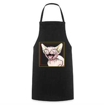 Sphynx-Katze lacht - Kochschürze - Schwarz - Vorne - AI Model Male 185 dark (185cm)