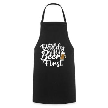 Cadeau de fête des pères pour papa pour la fête des hommes - Tablier de cuisine - noir - Devant - AI Model Male 185 dark (185cm)
