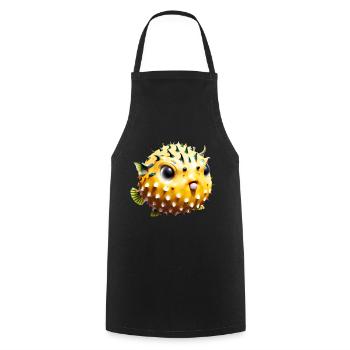 Inflated puffer fish - Cooking Apron - black - Front - AI Model Male 185 dark (185cm)