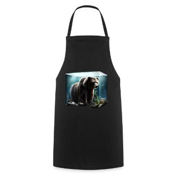 Ours dans l’aquarium - Tablier de cuisine - noir - Devant - AI Model Male 185 dark (185cm)