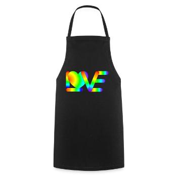 Love in Regenbogen Farben - Kochschürze - Schwarz - Vorne - AI Model Male 185 dark (185cm)