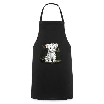 Baby White Tiger Wildcat Jungle - Cooking Apron - black - Front - AI Model Male 185 dark (185cm)