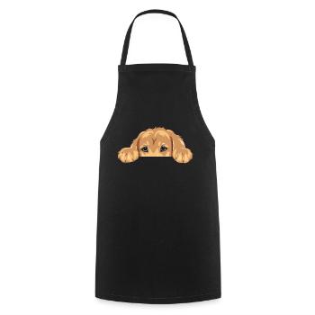 Funny peeping golden retriever puppy - Cooking Apron - black - Front - AI Model Male 185 dark (185cm)