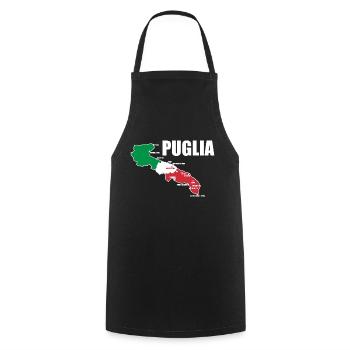 Puglia, Apulien, Italien - Kochschürze - Schwarz - Vorne - AI Model Male 185 dark (185cm)