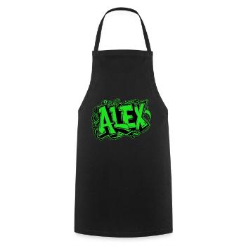 Alex Name Graffiti Green - Cooking Apron - black - Front - AI Model Male 185 dark (185cm)
