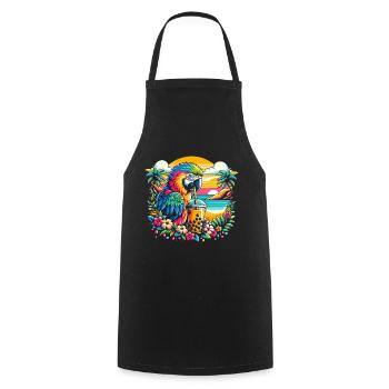 Funny Boba Tea Lover Bubble Tea Parrot - Cooking Apron - black - Front - AI Model Male 185 dark (185cm)