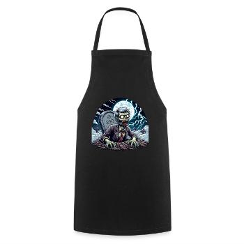 Joyeux zombie d’Halloween sortant de la tombe - Tablier de cuisine - noir - Devant - AI Model Male 185 dark (185cm)