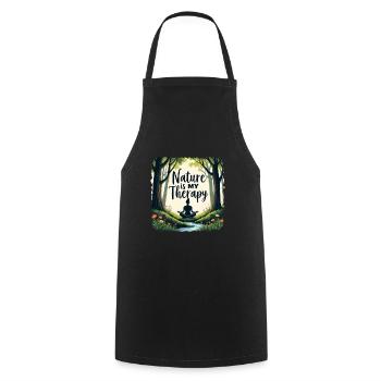 Nature is my Therapy - Meditation in the forest - Cooking Apron - black - Front - AI Model Male 185 dark (185cm)