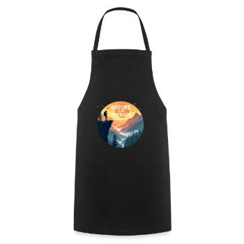 Nature is my Therapy - Hiking in the mountains - Cooking Apron - black - Front - AI Model Male 185 dark (185cm)