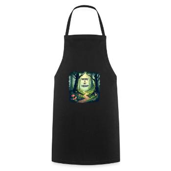 Nature is my Therapy - Meditation in the forest - Cooking Apron - black - Front - AI Model Male 185 dark (185cm)