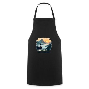 Nature is my Therapy - Hiking in the mountains - Cooking Apron - black - Front - AI Model Male 185 dark (185cm)