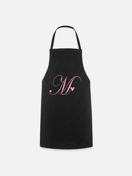 Monogramm M Herz Ranke - Kochschürze - Schwarz