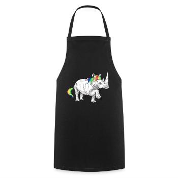 Rhino licorne - Tablier de cuisine - noir - Devant - AI Model Male 185 dark (185cm)