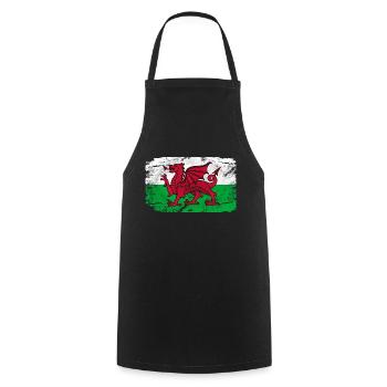 Wales Flag - Vintage Look - Kochschürze - Schwarz - Vorne - AI Model Male 185 dark (185cm)