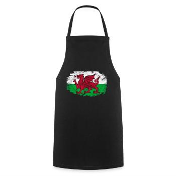 Wales Flag - Vintage Look - Kochschürze - Schwarz - Vorne - AI Model Male 185 dark (185cm)