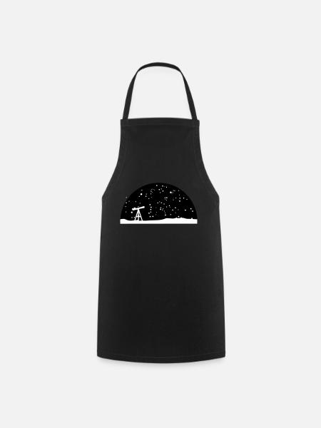 Astronomie, Telescope and stars - Tablier de cuisine - noir