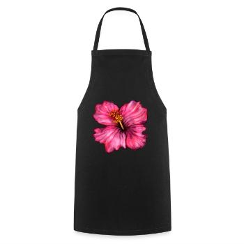 Hibiscus (watercolor) - Cooking Apron - black - Front - AI Model Male 185 dark (185cm)