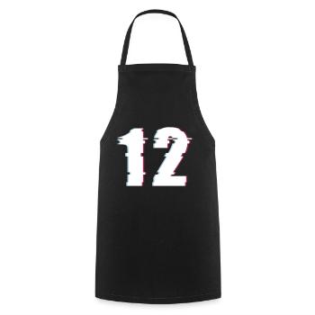 12 Zwölf Twelve Zahl Effekt Verzerrt Nummer - Kochschürze - Schwarz - Vorne - AI Model Male 185 dark (185cm)