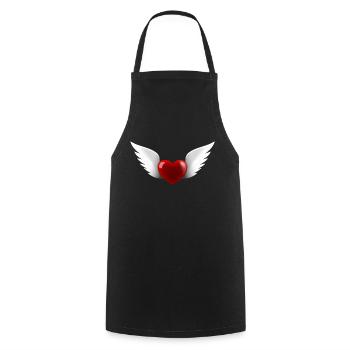 Coeur avec des ailes d'ange - Tablier de cuisine - noir - Devant - AI Model Male 185 dark (185cm)
