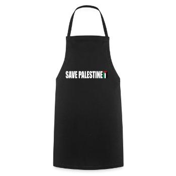 SAVE PALESTINE - Cooking Apron - black - Front - AI Model Male 185 dark (185cm)