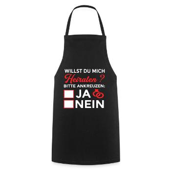 Willst du mich heiraten ? ja nein Hochzeitsantrag - Kochschürze - Schwarz - Vorne - AI Model Male 185 dark (185cm)