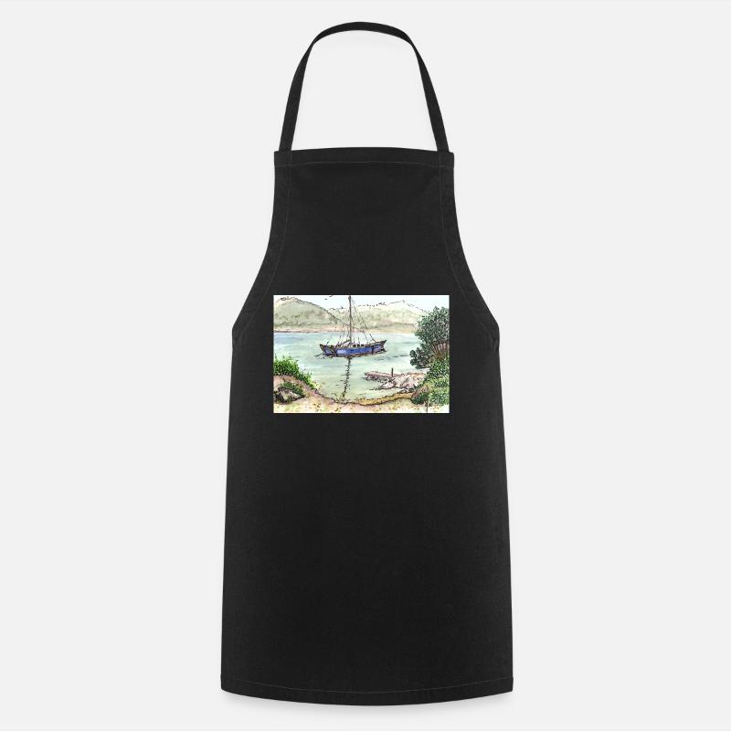 Sailboat - Cooking Apron - black