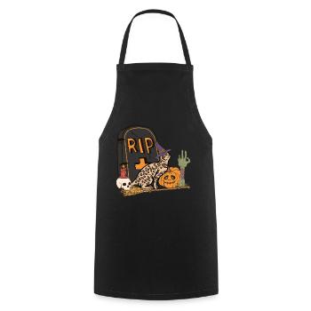 Cute and creepy Ocicat Halloween cat - Cooking Apron - black - Front - AI Model Male 185 dark (185cm)