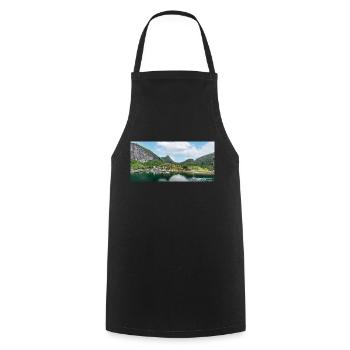 Geiranger panorama view from harbor - Cooking Apron - black - Front - AI Model Male 185 dark (185cm)
