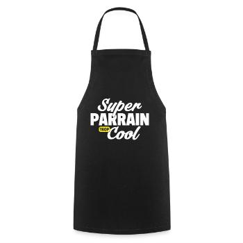 Super parrain cool / humour parrain - Tablier de cuisine - noir - Devant - AI Model Male 185 dark (185cm)