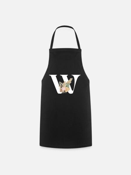 lettre W fleuris - Tablier de cuisine - noir