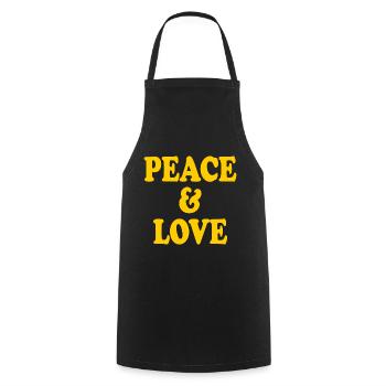 Peace and love - Cooking Apron - black - Front - AI Model Male 185 dark (185cm)