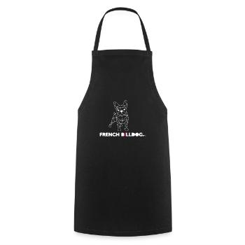 Bill the French white dog BY RF - Cooking Apron - black - Front - AI Model Male 185 dark (185cm)