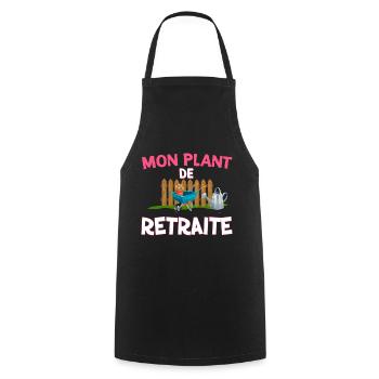 Retraite Potager jardin Humour Plantes - Tablier de cuisine - noir - Devant - AI Model Male 185 dark (185cm)