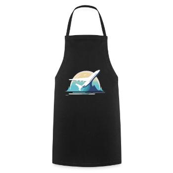Airplane - Cooking Apron - black - Front - AI Model Male 185 dark (185cm)