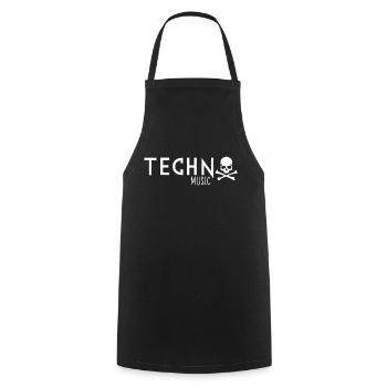 Techno music - Cooking Apron - black - Front - AI Model Male 185 dark (185cm)