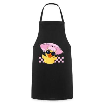Quietscheente Sommer Gummiente Rubber Duck Enten - Kochschürze - Schwarz - Vorne - AI Model Male 185 dark (185cm)
