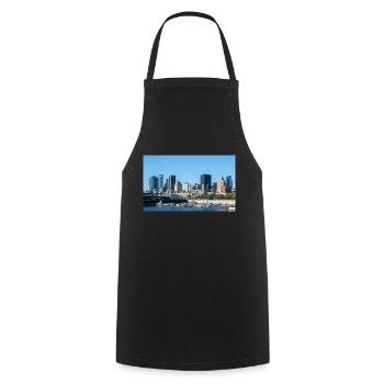 Panoramablick auf die Skyline von Montreal vom Hafen aus - Kochschürze - Schwarz - Vorne - AI Model Male 185 dark (185cm)