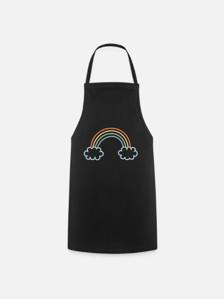 Regenbogen eingefaerbt - Kochschürze - Schwarz