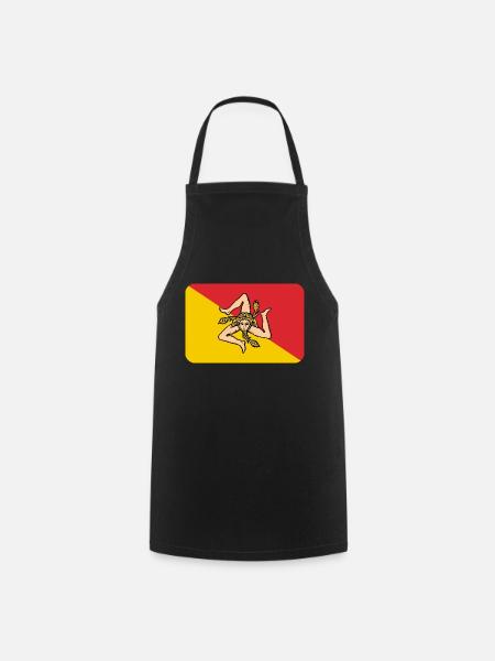 SICILY FLAG round corner 400 dpi - Forklæde - sort