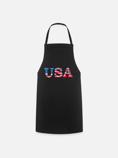 USA flag flag font letter America - Cooking Apron - black