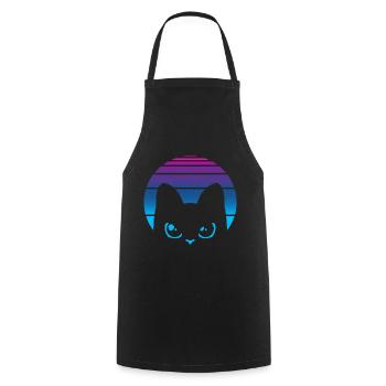 Katze Vaporwave Vintage Retro 80er - Kochschürze - Schwarz - Vorne - AI Model Male 185 dark (185cm)