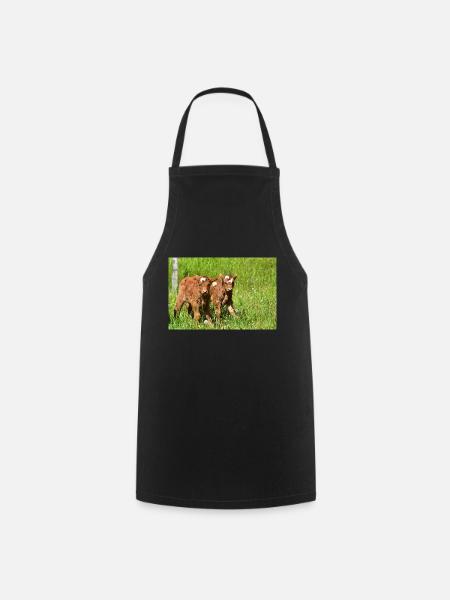 Calves on Eifel meadows - Cooking Apron - black
