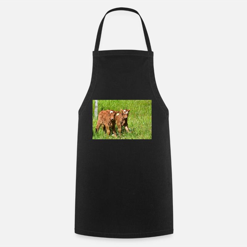 Calves on Eifel meadows - Cooking Apron - black